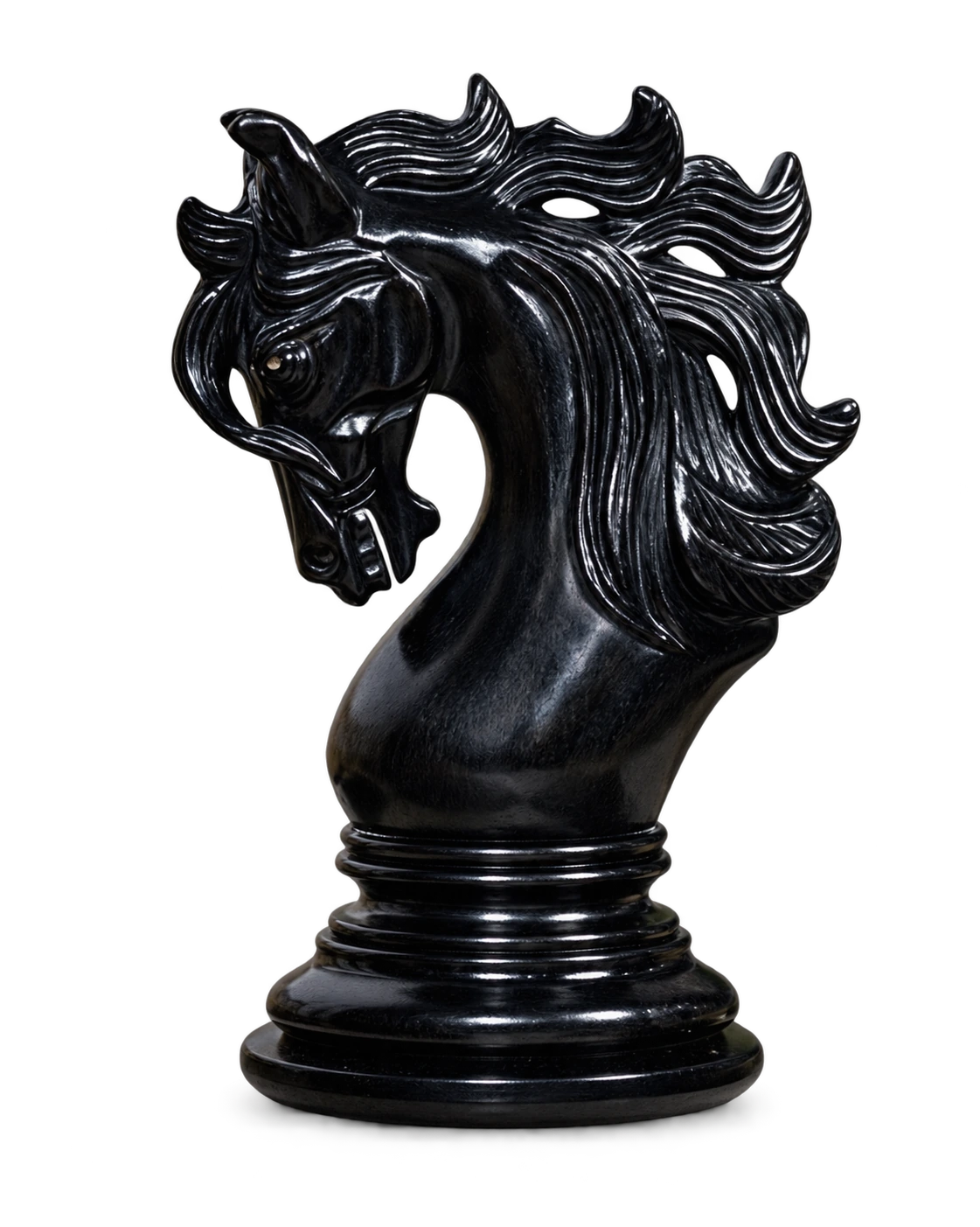 Cavalier en ébène sculpté